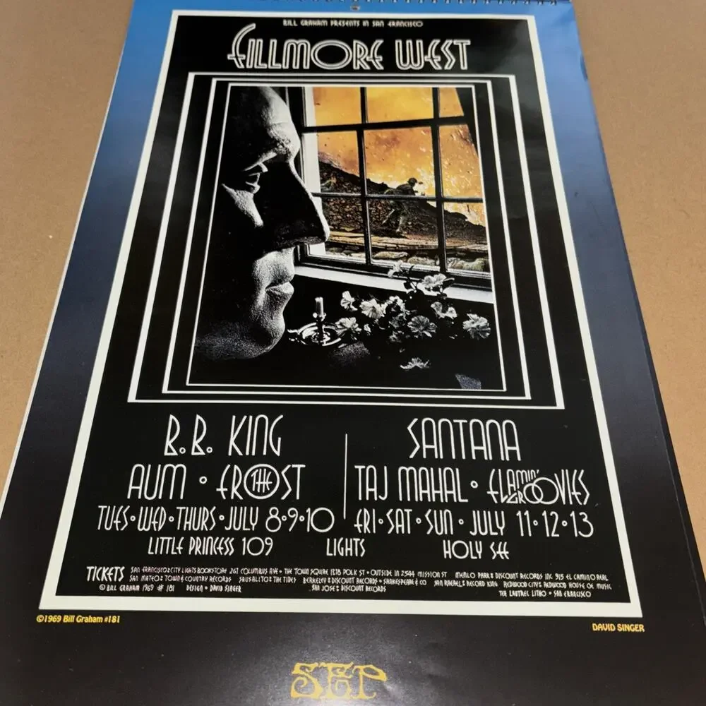 Vintage 1993 Fillmore Posters Calendar Excellent Condition